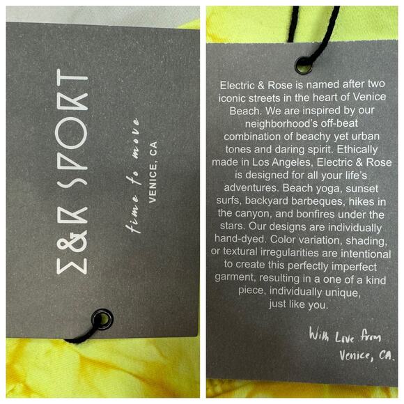 NEW E&R Sport Electric & Rose Athletic Athleisure Sports Bra Yellow Tie Dye XS - Picture 6 of 6